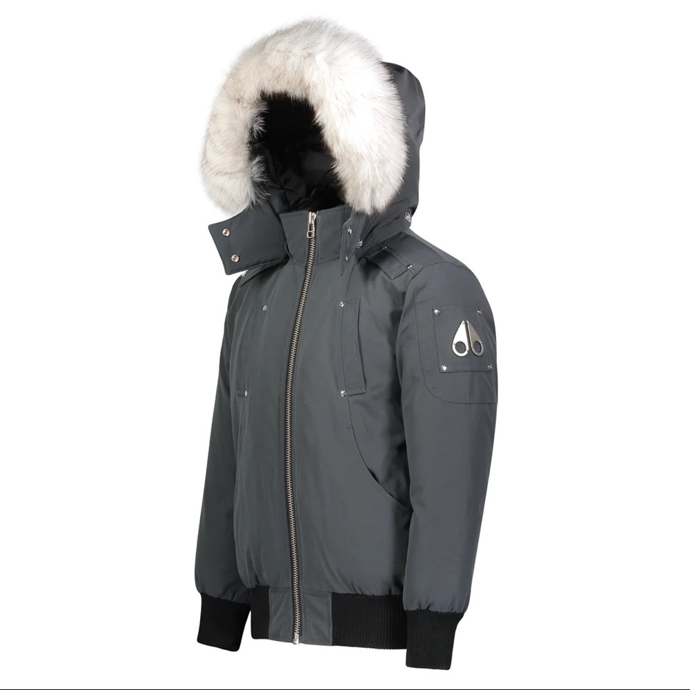 Moose Knuckles Fur Bomber Jacket In Grey